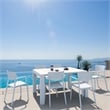 Loft Outdoor Dining Set with 6 Arm Chairs and 55 inch Extension Table White