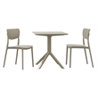 Compamia Lucy 3 Piece Outdoor Bistro Set with 24 inch Square Table Top - Taupe