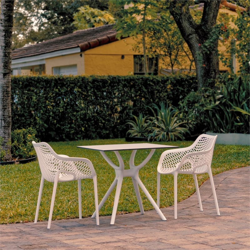 Air XL Dining Set with 2 Arm Chairs White