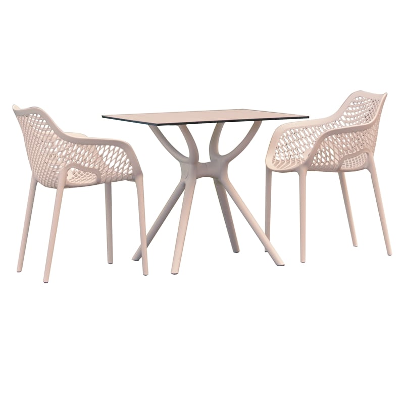 Air XL Dining Set with 2 Arm Chairs White