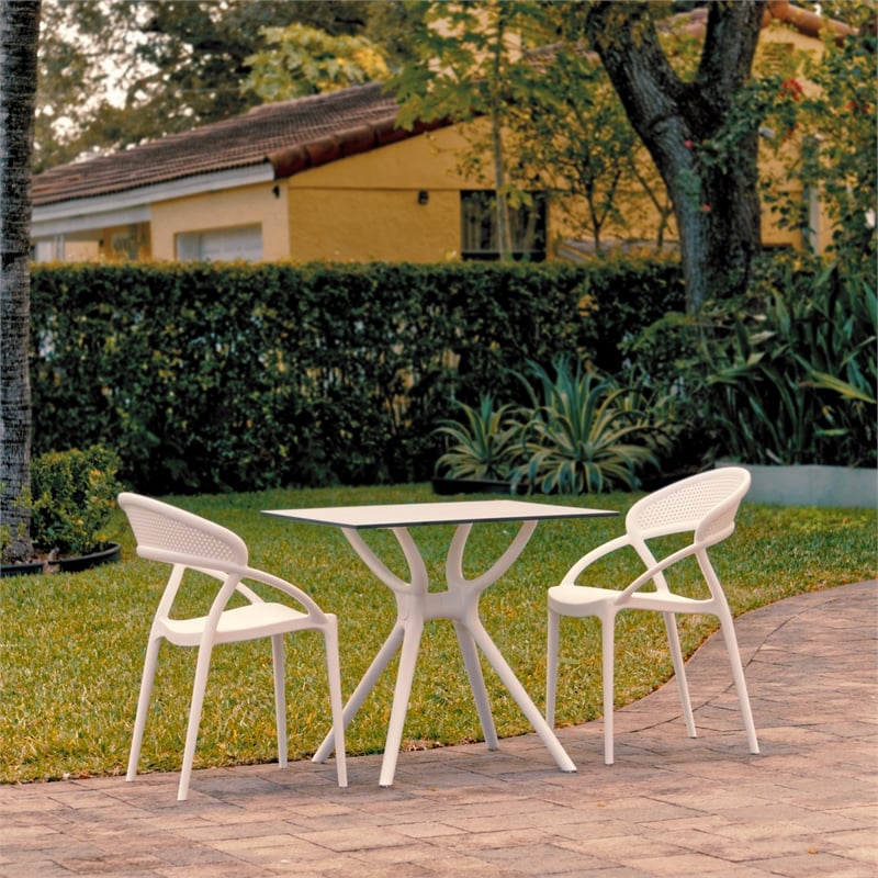 Compamia Sunset Dining Set with 2 Chairs - White