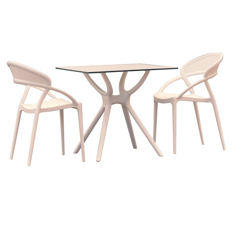 Compamia Sunset Dining Set with 2 Chairs - White