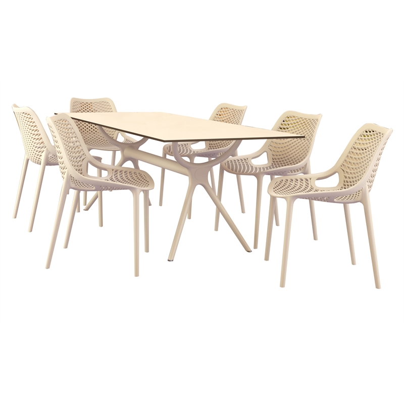 Compamia Air 7 Piece Rectangle Dining Set in White Finish