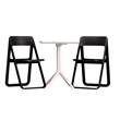 Compamia Dream Folding Outdoor Bistro Set with White Table and 2 Black Chairs