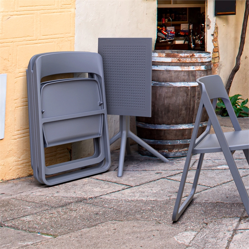 Compamia Dream Folding Outdoor Bistro Set with 2 Chairs Dark Gray