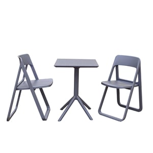 Compamia Dream Folding Outdoor Bistro Set with 2 Chairs Dark Gray