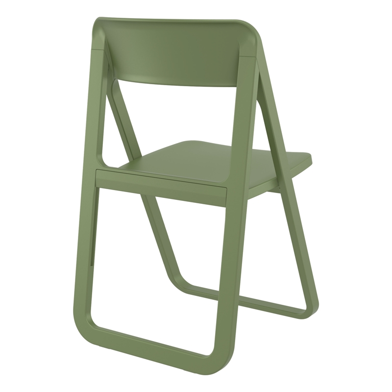 Dream Folding Outdoor Bistro Set with White Table and 2 Olive Green Chairs