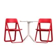 Dream Folding Outdoor Bistro Set with White Table and 2 Red Chairs