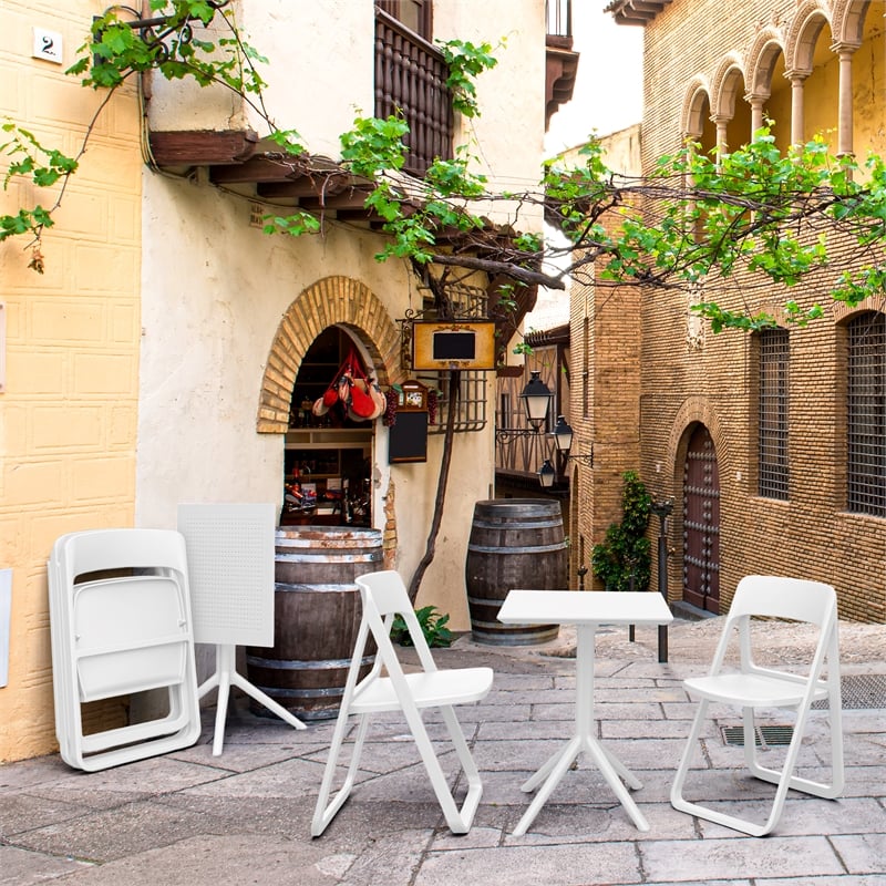 Compamia Dream Folding Outdoor Bistro Set with 2 Chairs White