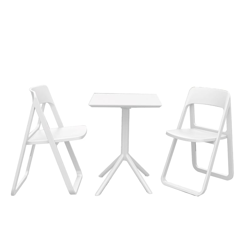 Compamia Dream Folding Outdoor Bistro Set with 2 Chairs White