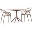 Compamia Mila Patio Dining Set with 2 Arm Chairs in Dark Gray