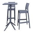 Compamia Sky Ares 24 inch Square Bar Table Set with 2 Barstools - Dark Gray