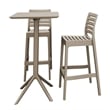 Compamia Sky Ares Square Bar Set with 2 Barstools Taupe