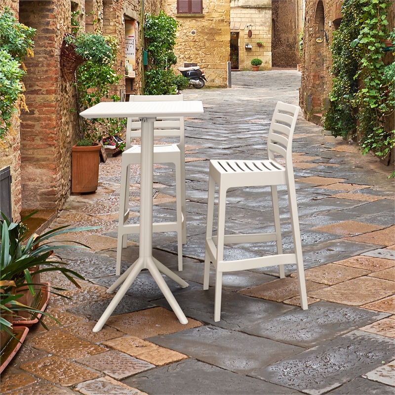 Compamia Sky Ares Square Bar Set with 2 Barstools - White
