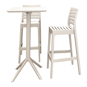 compamia sky ares 24 inch square bar table set with 2 barstools