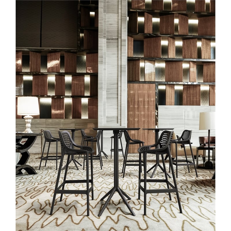 Compamia Sky Air Square Bar Set with 2 Barstools Black