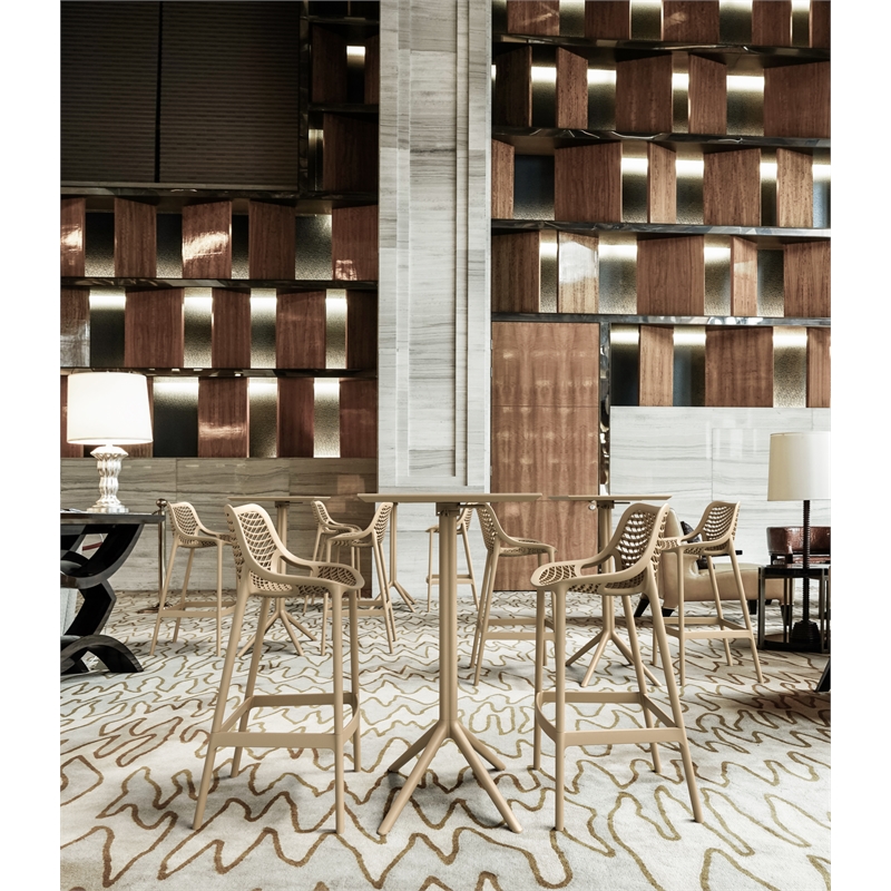 Compamia Sky Air Square Bar Set with 2 Barstools Taupe