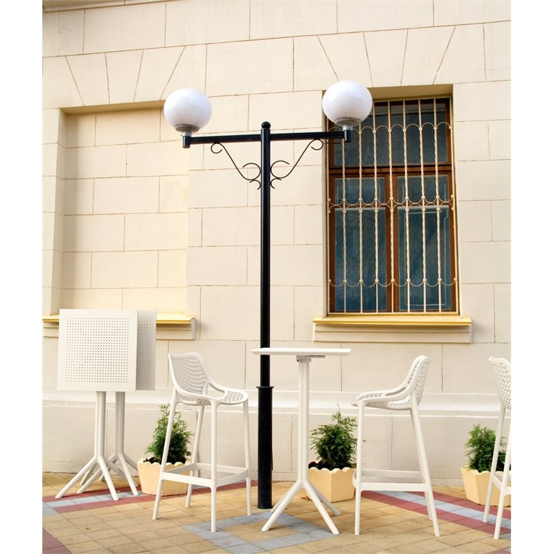 Compamia Sky Air Square Bar Set with 2 Barstools White