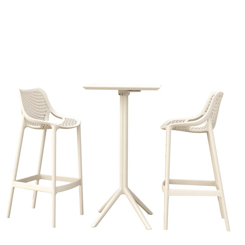 Compamia Sky Air Square Bar Set with 2 Barstools White