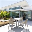 Compamia Air Mix Square Dining Set with White Table and 4 Taupe Chairs