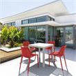 Compamia Air Mix Square Dining Set with White Table and 4 Red Chairs