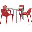 Compamia Air Mix Square Dining Set with White Table and 4 Red Chairs