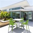 Compamia Air Mix Square Dining Set with White Table and 4 Tropical Green Chairs