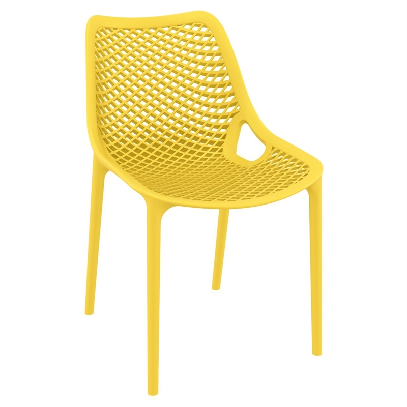 Compamia Air Mix Square Dining Set with White Table and 4 Yellow Chairs
