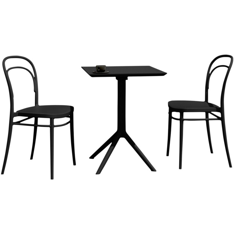 Compamia Marie 3 Piece Bistro Set in Black
