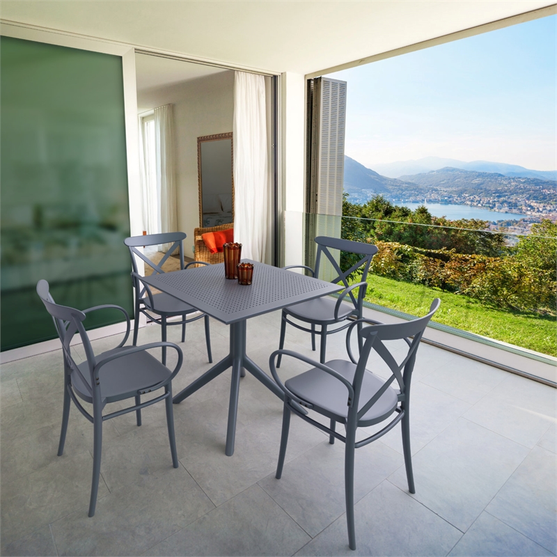 Compamia Cross XL Resin Outdoor Arm Chair Dark Gray
