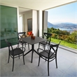 Compamia Cross XL Square Patio Dining Table Set with 4 Chairs Black