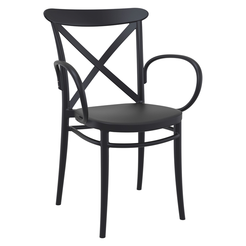 Compamia Cross XL Square Patio Dining Table Set with 4 Chairs Black