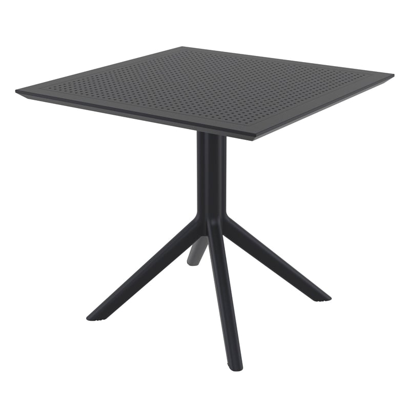 Compamia Cross XL Square Patio Dining Table Set with 4 Chairs Black