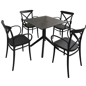 compamia cross xl square patio dining table set with 4 chairs