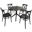 Compamia Cross XL Square Patio Dining Table Set with 4 Chairs Black