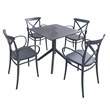 Compamia Cross XL Square Patio Dining Table Set with 4 Chairs Dark Gray