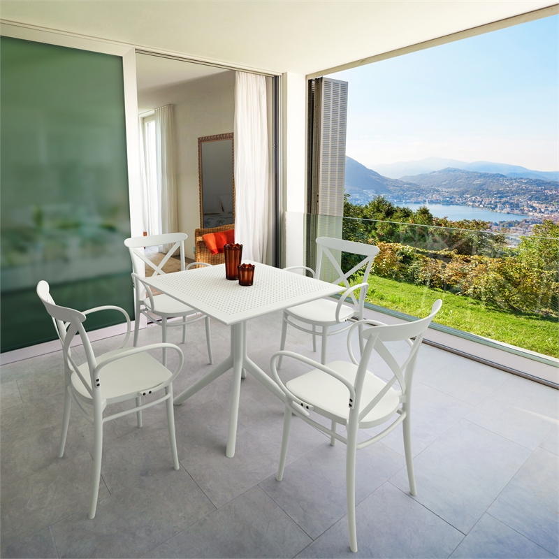 Compamia Cross XL Patio Dining Set with 4 Chairs White