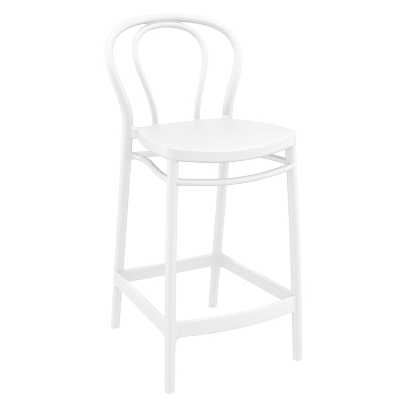 Compamia Victor Contemporary Resin Indoor Outdoor Counter Stool White
