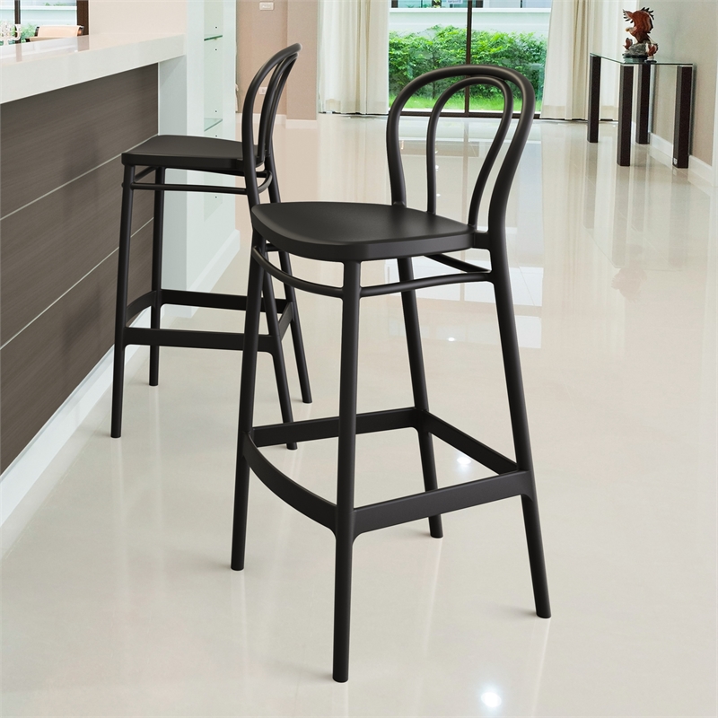 Compamia Victor Contemporary Resin Indoor Outdoor Bar Stool Black