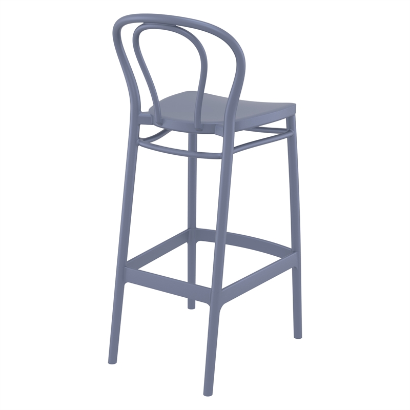 Compamia Victor Contemporary Resin Outdoor Bar Stool in Dark Gray