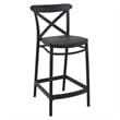 Compamia Cross Contemporary Resin Indoor Outdoor Counter Stool Black