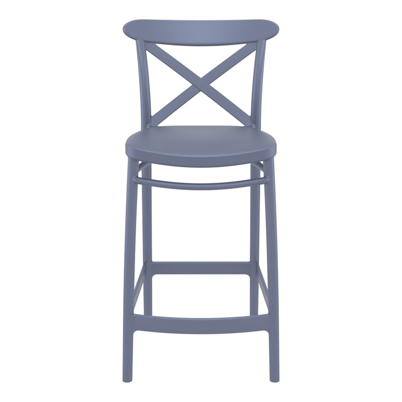 Compamia Cross Contemporary Resin Indoor Outdoor Counter Stool Dark Gray