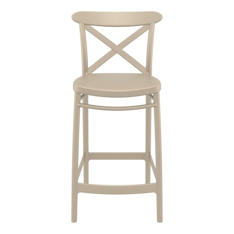 Compamia Cross Contemporary Resin Indoor Outdoor Counter Stool Taupe