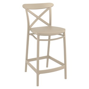 Compamia Cross Contemporary Resin Indoor Outdoor Counter Stool Taupe