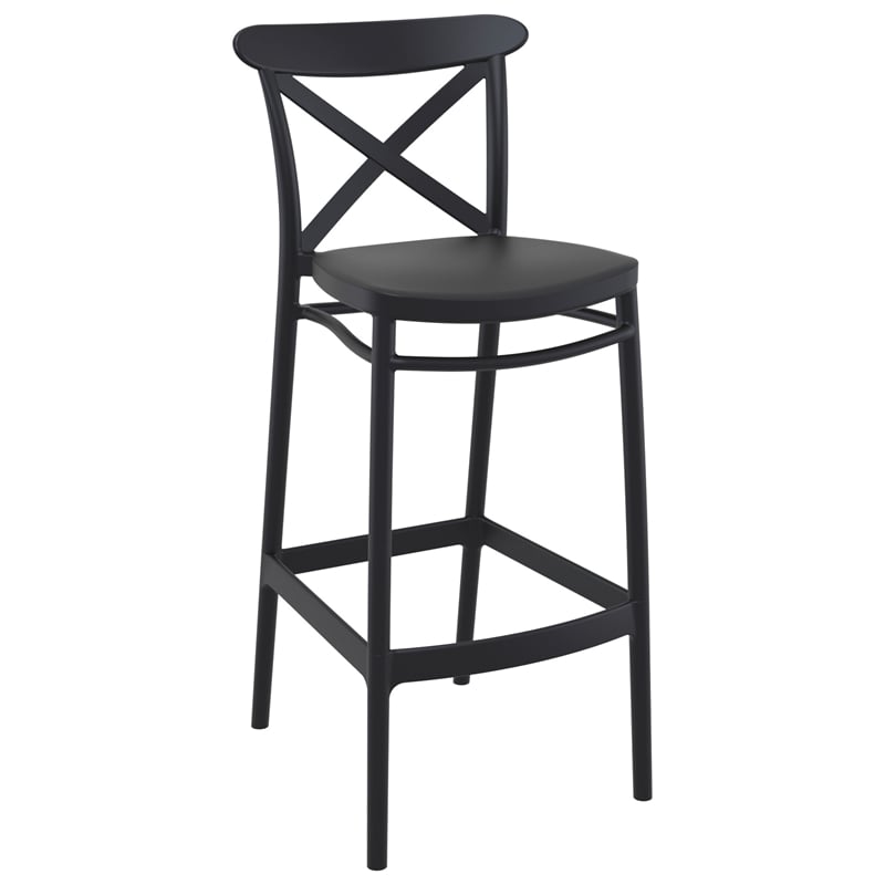 Compamia Cross Contemporary Resin Indoor Outdoor Bar Stool Black