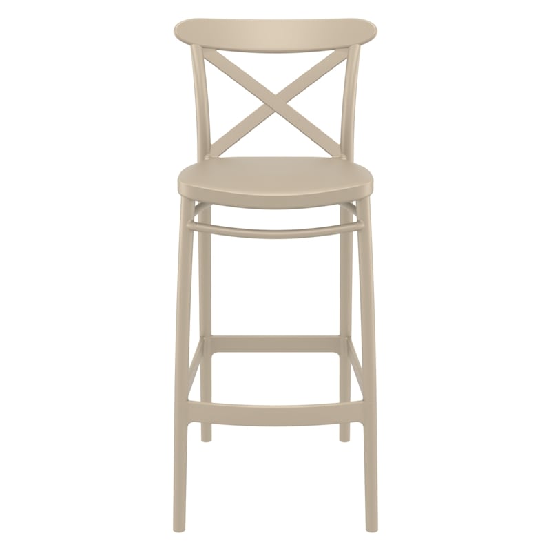Compamia Cross Contemporary Resin Indoor Outdoor Bar Stool Taupe