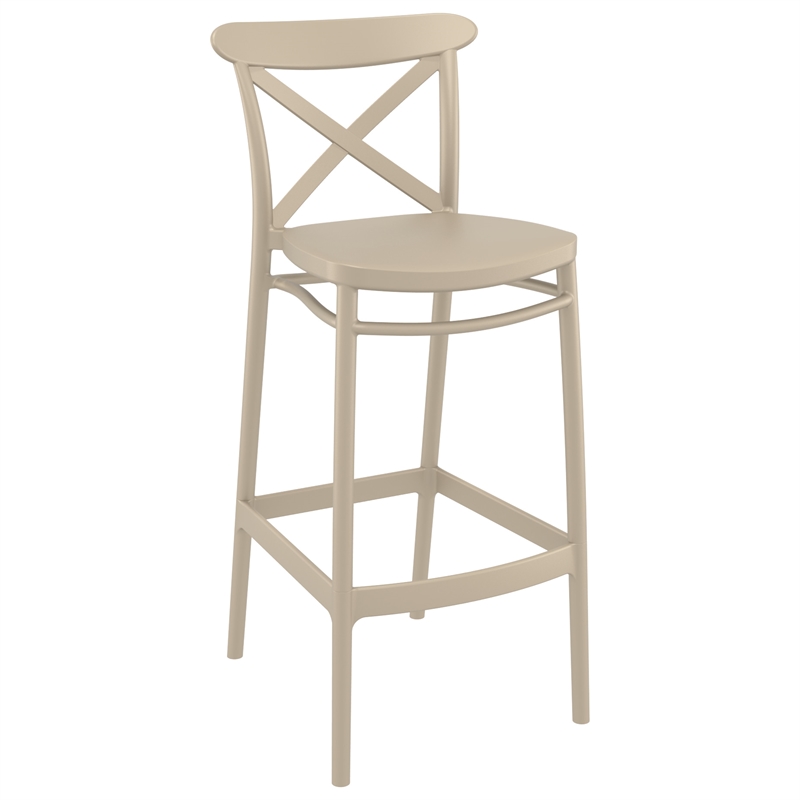 Compamia Cross Contemporary Resin Indoor Outdoor Bar Stool Taupe