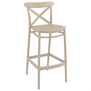 Compamia Cross Contemporary Resin Indoor Outdoor Bar Stool Taupe