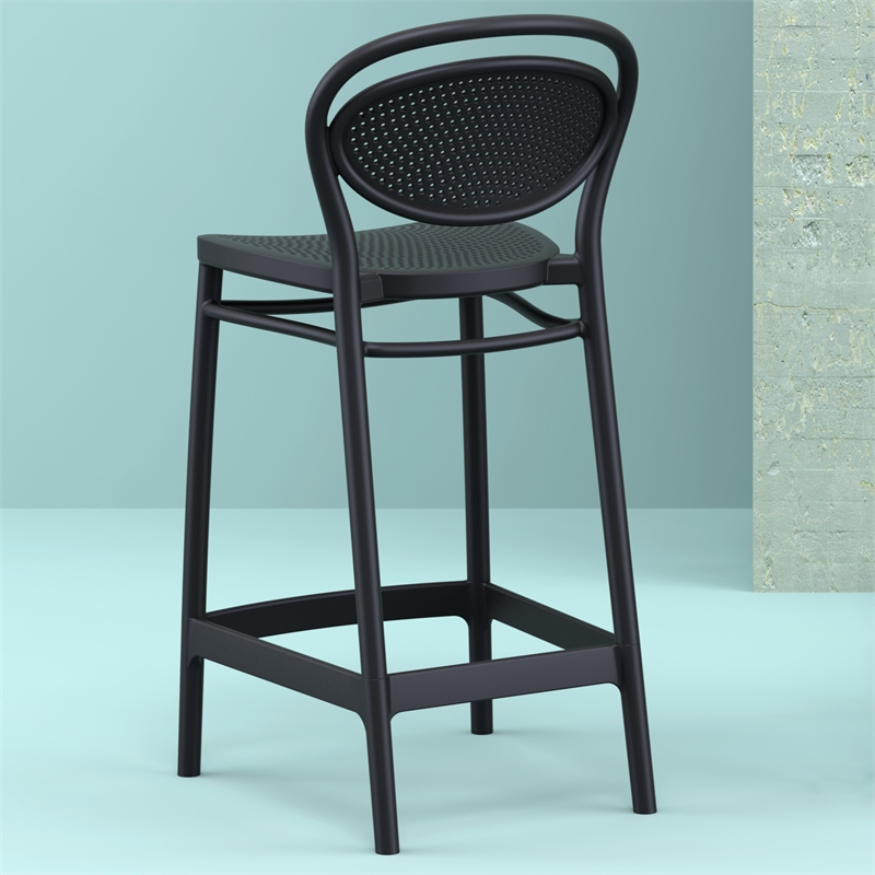 Compamia Marcel Contemporary Resin Indoor Outdoor Counter Stool Black