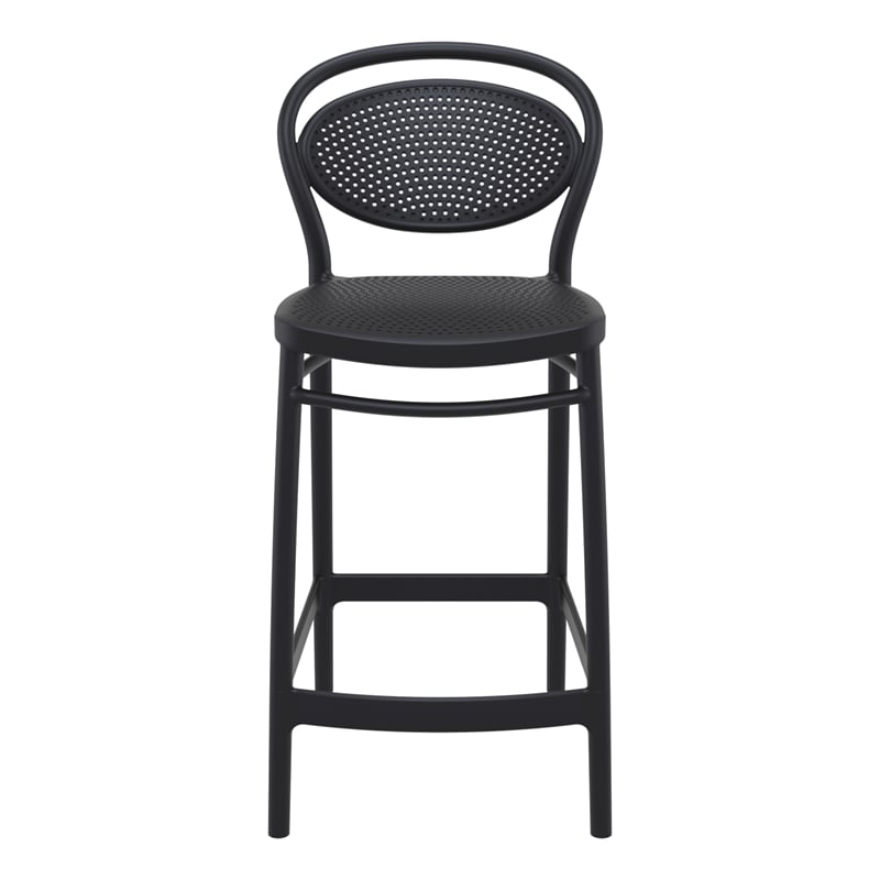 Compamia Marcel Contemporary Resin Indoor Outdoor Counter Stool Black
